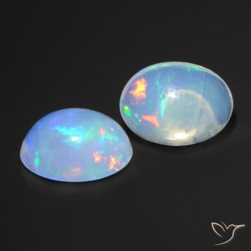 Gemas de Ópalo Multicolor natural de 1.62 ct, Ovalada, Transparente