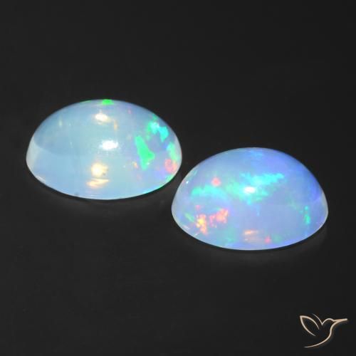 Gemas de Ópalo Multicolor natural de 1.62 ct, Ovalada, Transparente