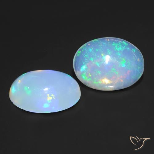 Gemas de Ópalo Multicolor natural de 1.30 ct, Ovalada, Transparente