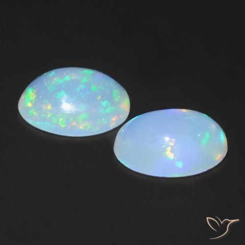 Gemas de Ópalo Multicolor natural de 1.30 ct, Ovalada, Transparente