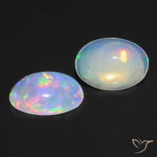 Gemas de Ópalo Multicolor natural de 0.85 ct, Ovalada, Transparente