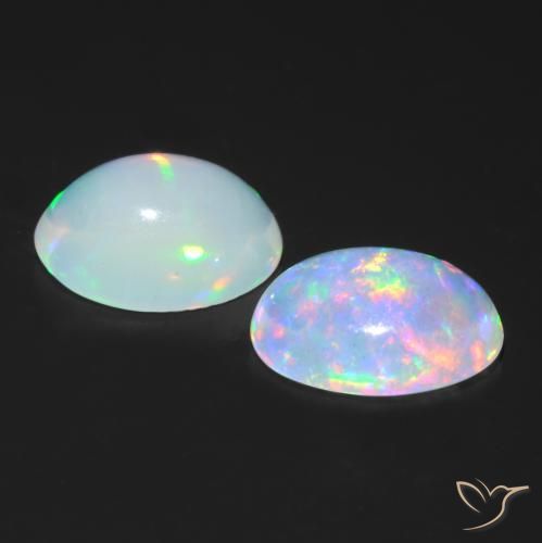 Gemas de Ópalo Multicolor natural de 0.85 ct, Ovalada, Transparente