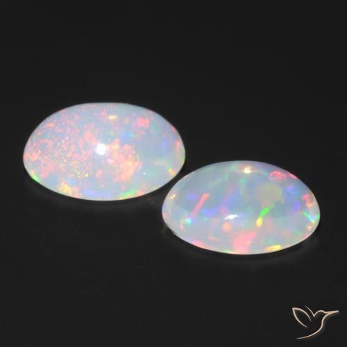 Gemas de Ópalo Multicolor natural de 0.82 ct, Ovalada, Transparente