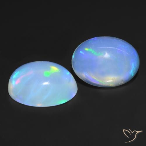 Gemas de Ópalo Multicolor natural de 1.61 ct, Ovalada, Transparente