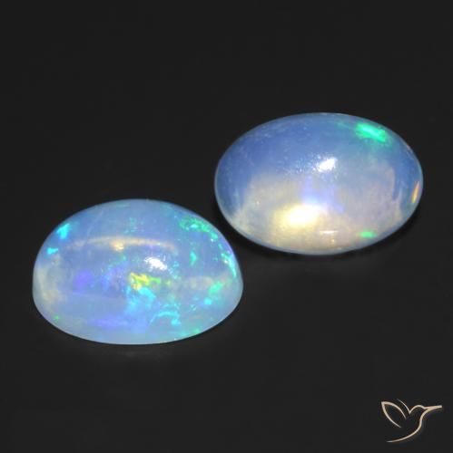 Gemas de Ópalo Multicolor natural de 0.78 ct, Ovalada, Transparente