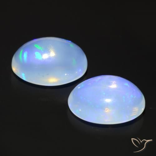 Gemas de Ópalo Blanco azulado natural de 1.46 ct, Ovalada, Transparente
