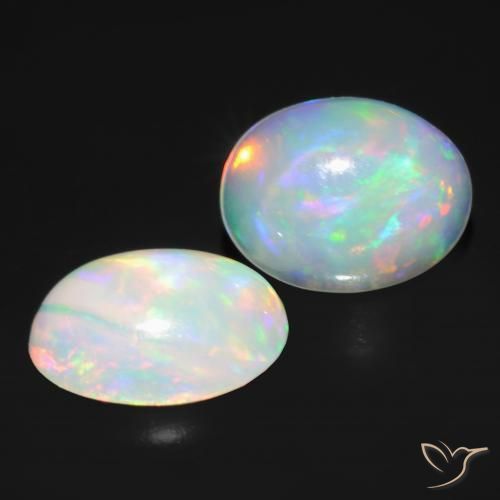 Gemas de Ópalo Multicolor natural de 1.48 ct, Ovalada, Transparente