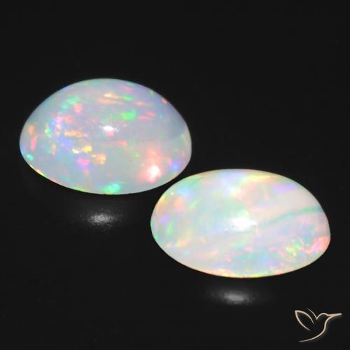 Gemas de Ópalo Multicolor natural de 1.48 ct, Ovalada, Transparente