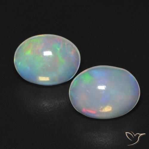 0.95ctw Natural Multicolor Ópalo, Ovalada, Transparente