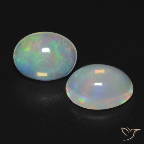 Gemas de Ópalo Multicolor natural de 0.95 ct, Ovalada, Transparente