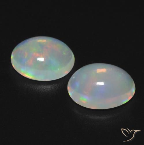 Gemas de Ópalo Multicolor natural de 0.95 ct, Ovalada, Transparente
