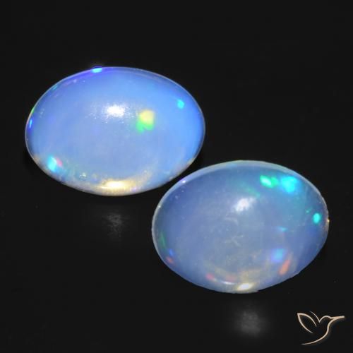 0.85ctw Natural Blanco azulado Ópalo, Ovalada, Transparente