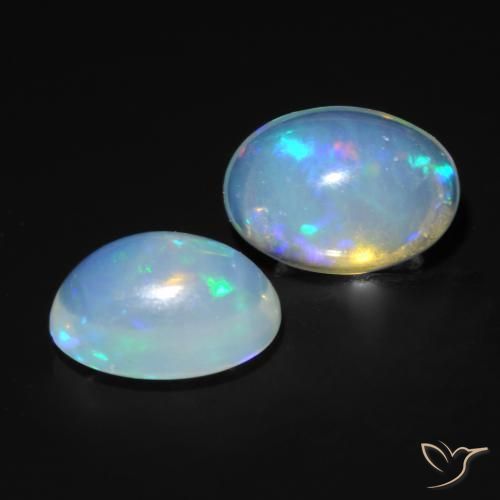 Gemas de Ópalo Multicolor natural de 1.19 ct, Ovalada, Transparente
