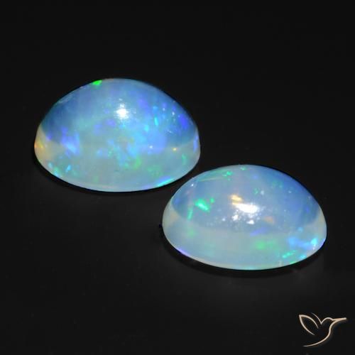 Gemas de Ópalo Multicolor natural de 1.19 ct, Ovalada, Transparente