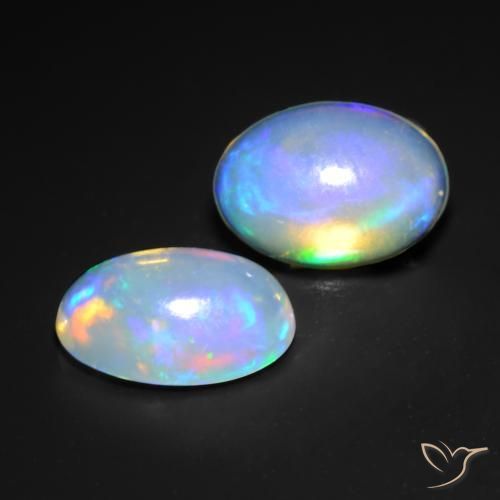 Gemas de Ópalo Multicolor natural de 0.99 ct, Ovalada, Transparente