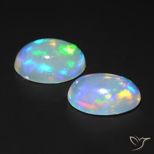 Gemas de Ópalo Multicolor natural de 0.99 ct, Ovalada, Transparente