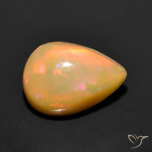 Ópalo Multicolor natural de 0.89 ct, En forma de pera, Translúcido