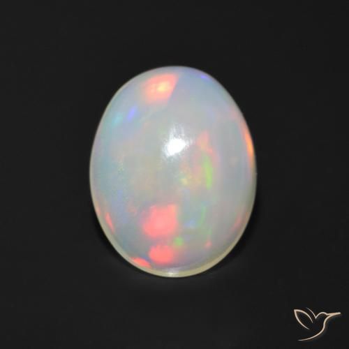 Ópalo multicolor natural de 0,95 ct, corte óvalo, transparente