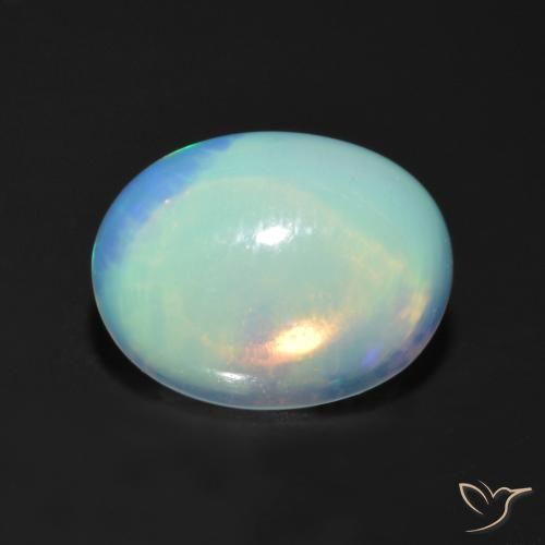 Ópalo Multicolor natural de 1.38 ct, Ovalada, Transparente
