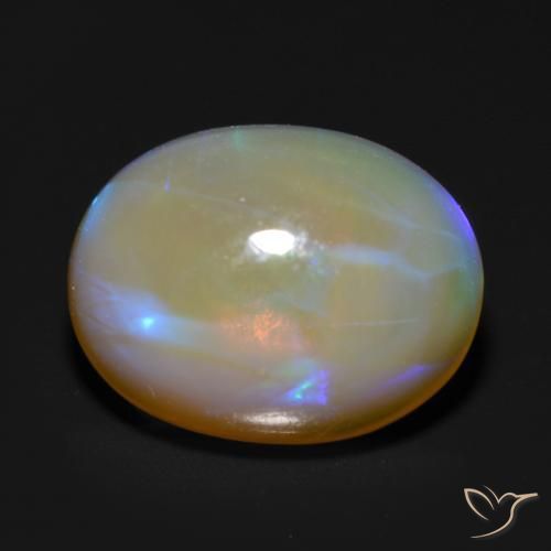 Ópalo Multicolor natural de 1.38 ct, Ovalada, Transparente