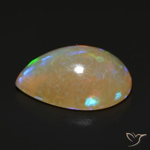 Ópalo Multicolor natural de 0.84 ct, En forma de pera, Transparente
