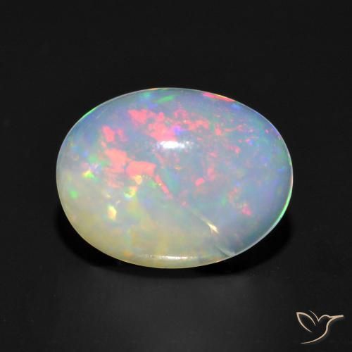 Ópalo Multicolor natural de 1.14 ct, Ovalada, Transparente