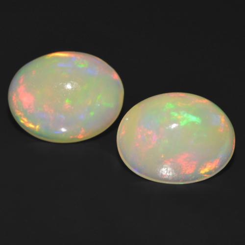 Gemas de ópalo multicolor natural de 2,45 ct, corte óvalo, translúcido