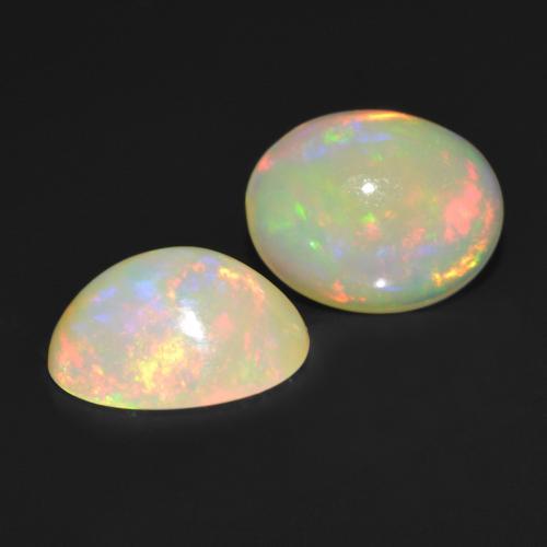 Gemas de ópalo multicolor natural de 2,45 ct, corte óvalo, translúcido