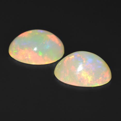 Gemas de ópalo multicolor natural de 2,45 ct, corte óvalo, translúcido