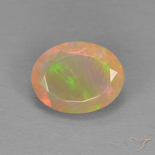 1.24ct Natural Multicolor Ópalo, Ovalada, Translúcido