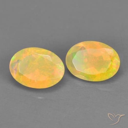 Gemas de Ópalo Multicolor natural de 1.01 ct, Ovalada, Transparente