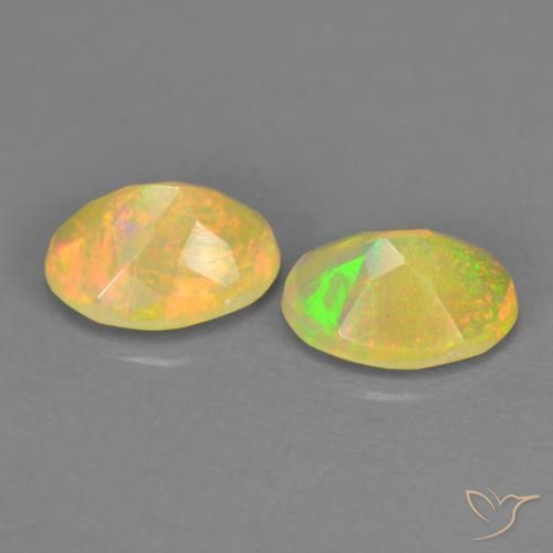 Gemas de Ópalo Multicolor natural de 1.01 ct, Ovalada, Transparente