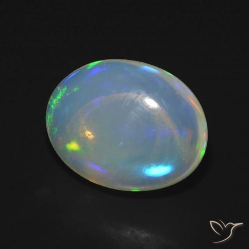 Ópalo Multicolor natural de 4.45 ct, Ovalada, Transparente