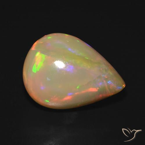 Ópalo Multicolor natural de 6.45 ct, En forma de pera, Translúcido