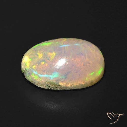 Ópalo Multicolor natural de 3.37 ct, Ovalada, Translúcido