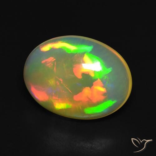 Ópalo Multicolor natural de 3.07 ct, Ovalada, Transparente
