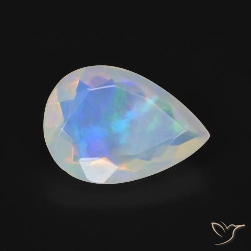 Ópalo Multicolor natural de 3.01 ct, En forma de pera, Transparente