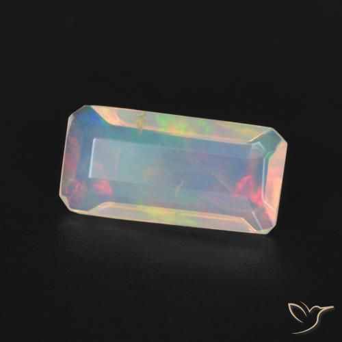 Ópalo Multicolor natural de 1.06 ct, Corte Octágono / Esmeralda, Transparente