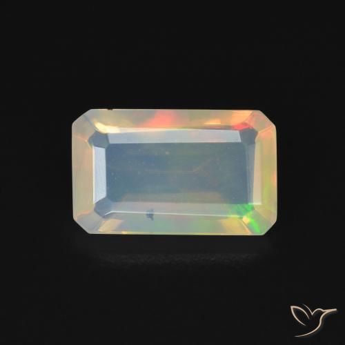 0.99ct Natural Multicolor Ópalo, corte esmeralda, Transparente