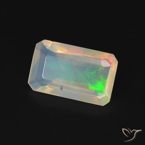 Ópalo Multicolor natural de 0.99 ct, Corte Octágono / Esmeralda, Transparente
