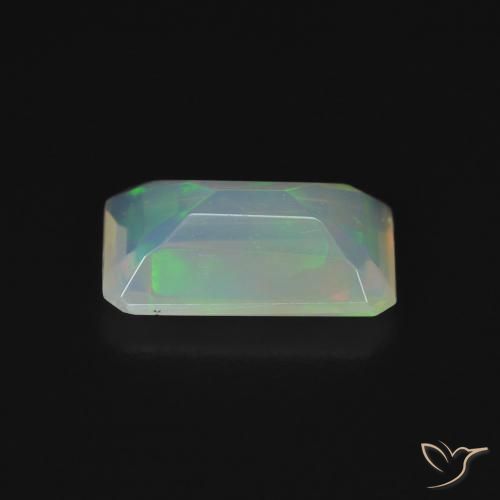 Ópalo Multicolor natural de 0.99 ct, Corte Octágono / Esmeralda, Transparente