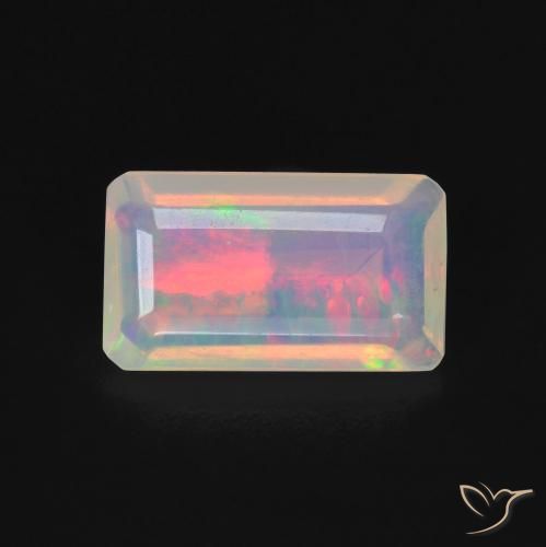 1.35ct Natural Multicolor Ópalo, Corte Octágono / Esmeralda, Transparente, Photo A