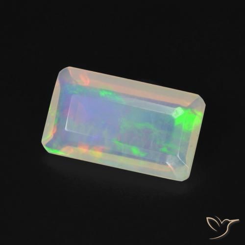 Ópalo Multicolor natural de 1.35 ct, Corte Octágono / Esmeralda, Transparente
