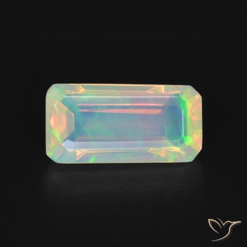 1.27ct Natural Multicolor Ópalo, corte esmeralda, Transparente