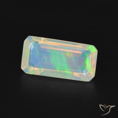 Ópalo Multicolor natural de 1.27 ct, Corte Octágono / Esmeralda, Transparente