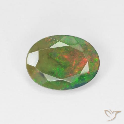 1.60ct Natural Multicolor Ópalo, Ovalada, Translúcido