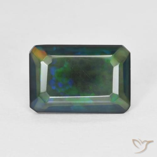 1.70ct Natural Multicolor Ópalo, corte esmeralda, Translúcido