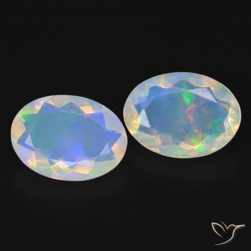 Gemas de Ópalo Multicolor natural de 3.57 ct, Ovalada, Transparente