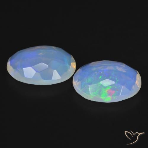 Gemas de Ópalo Multicolor natural de 2.89 ct, Ovalada, Transparente