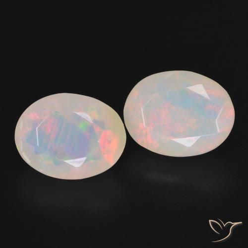 Gemas de Ópalo Multicolor natural de 3.30 ct, Ovalada, Translúcido